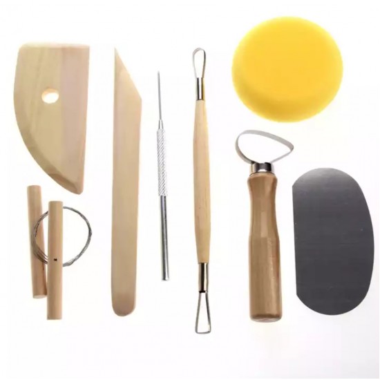 Ceramic Shaping Tool Kit / 7 Pieces With Yellow Nylon Sponge